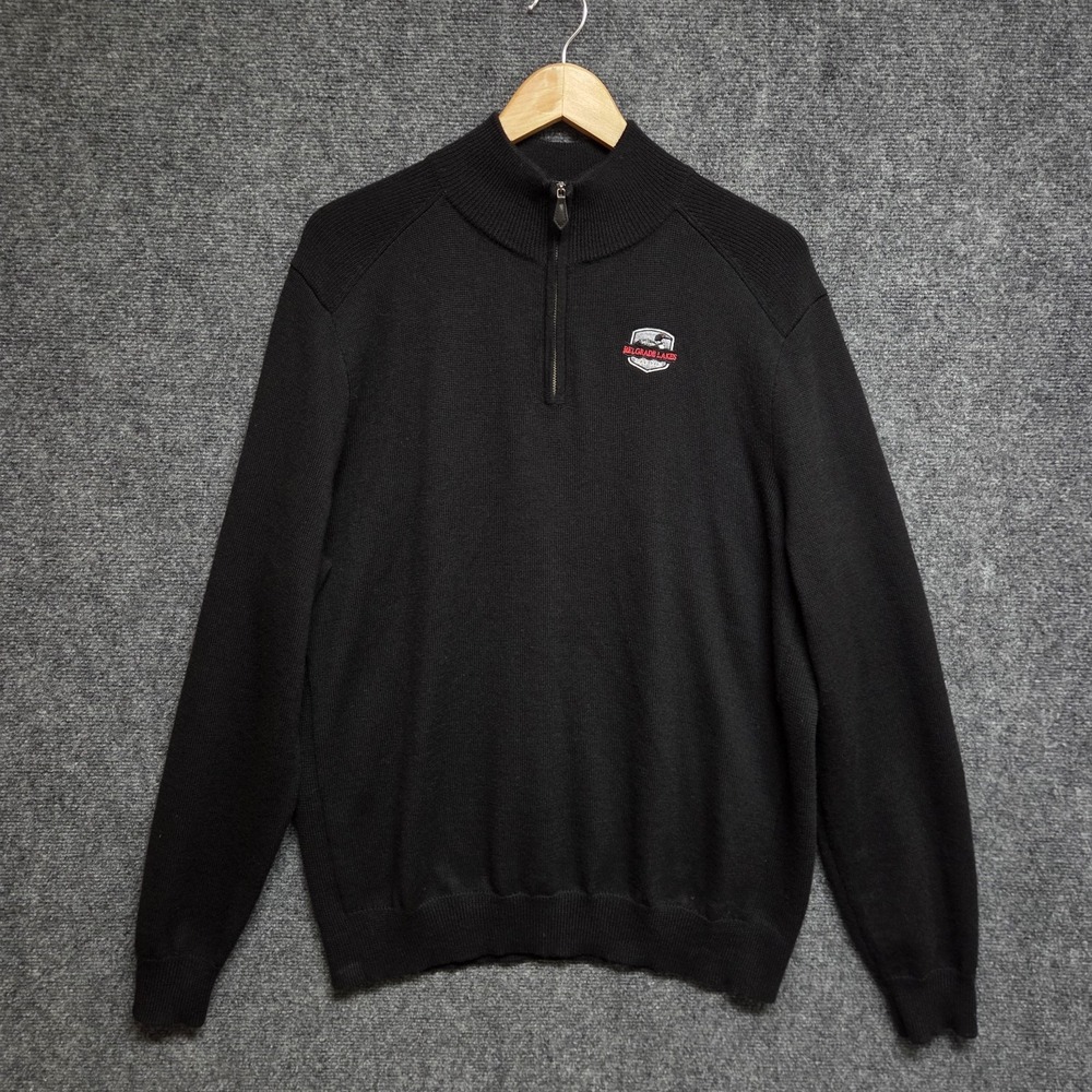Polo Ralph Lauren Belgrade Lakes Golf Club 1/4 Zip Mens XL Black Merino Wool